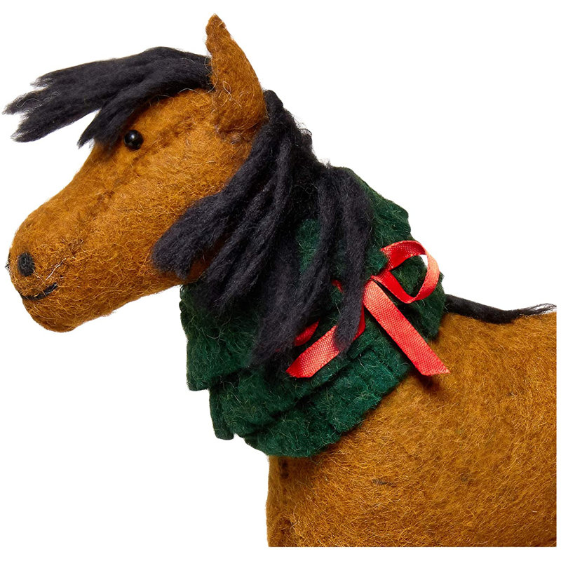 Décoration pour sommet de sapin en laine feutrée à la main - Cheval avec couronne