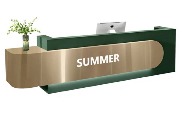 Chloey L-Shape Manufactured Wood Reception Desk, White/Black