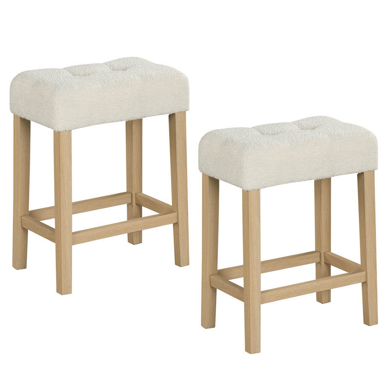 Ensemble de 2 tabourets de bar à hauteur de comptoir avec pieds en bois d'hévéa, 2