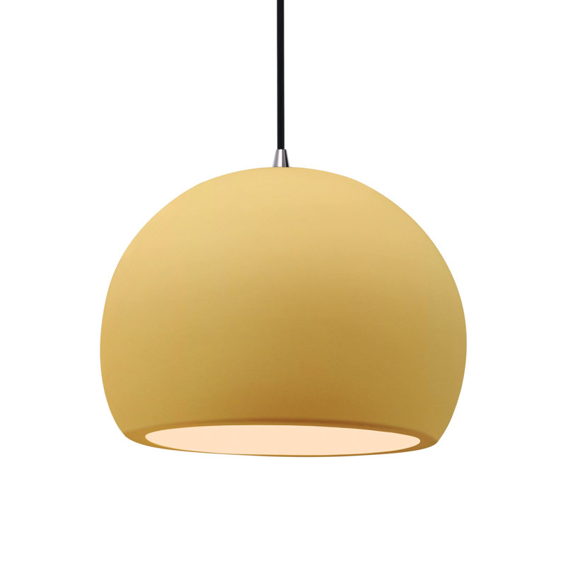 Luminaire suspendu à 1 lumière Aschwin, H 9,25 po x l 12,25 po x P 12,25 po, Jaune atténué, Nickel brossé