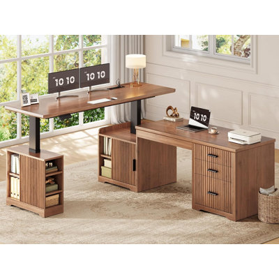 Farmhouse L Shaped Electric Standing Desk
