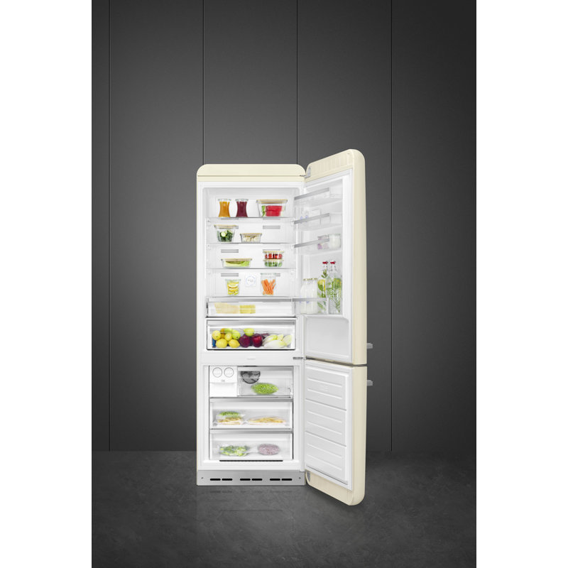 SMEG 27.8" Bottom Freezer 16.26 cu. ft. Energy Star Refrigerator, Cream, Left Handed
