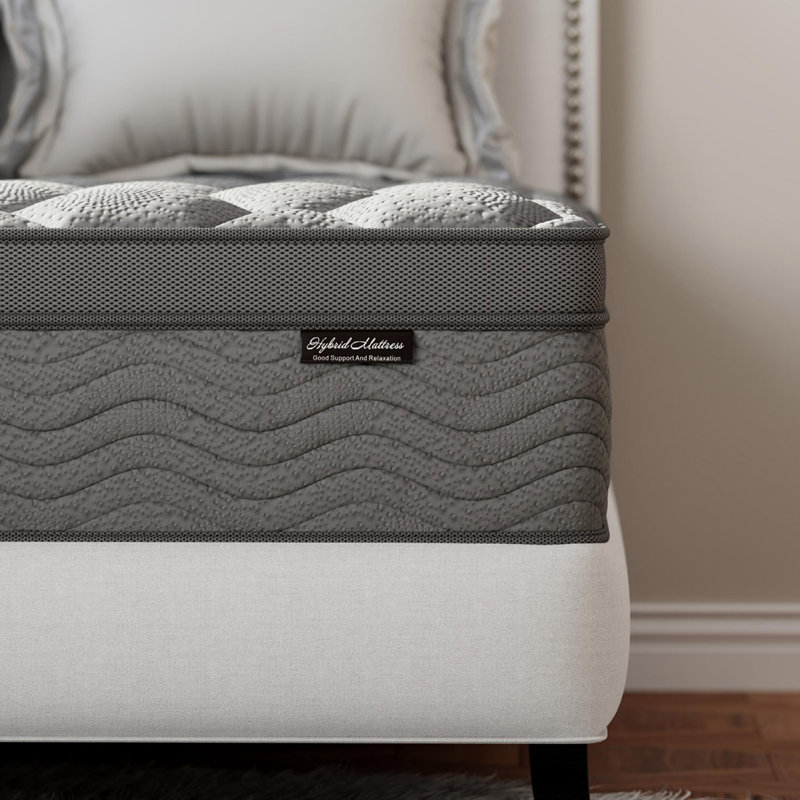 Matelas simple hybride mi-ferme avec mousse à mémoire de forme 10 po / 12 po / 14 po Alwyn Home, 10", Lit simple