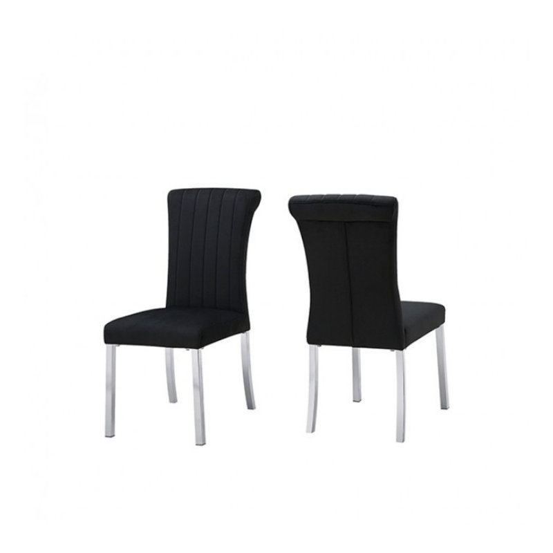 Chaise d'appoint Fynn (ensemble de 2), Argent, Noir