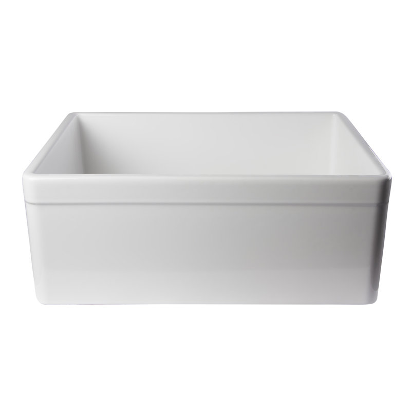 26'' L Single Bowl Fireclay Kitchen Sink, White