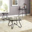 Table basse à surface en verre trempé avec construction robuste pour le salon (noir rustique)