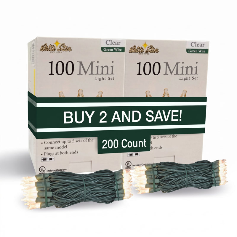 100 Lt String Light (Set of 2), Green, 100