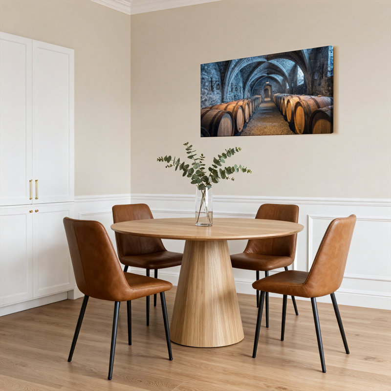 Ensemble de 1 tableau sur toile tendue représentant une cave à vin voûtée en tonneaux, 3216