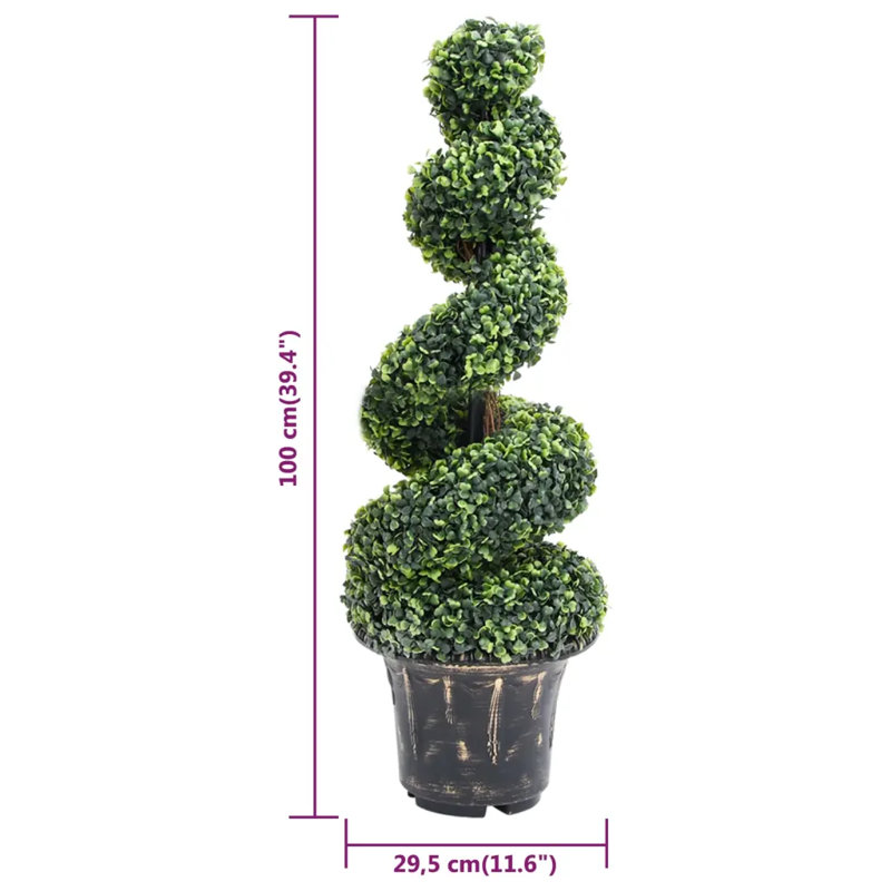 Faux Boxwood Plant in Pot, 100cm H x 29.5cm W x 29.5cm D