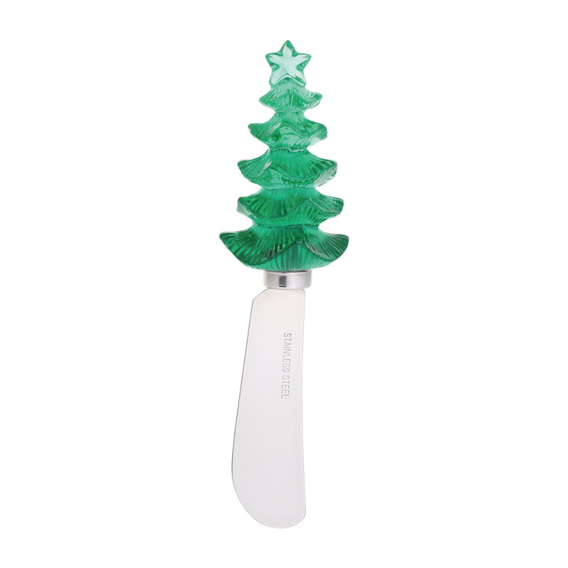 Christmas Tree Transparent Polyresin Cheese Spreader, S4