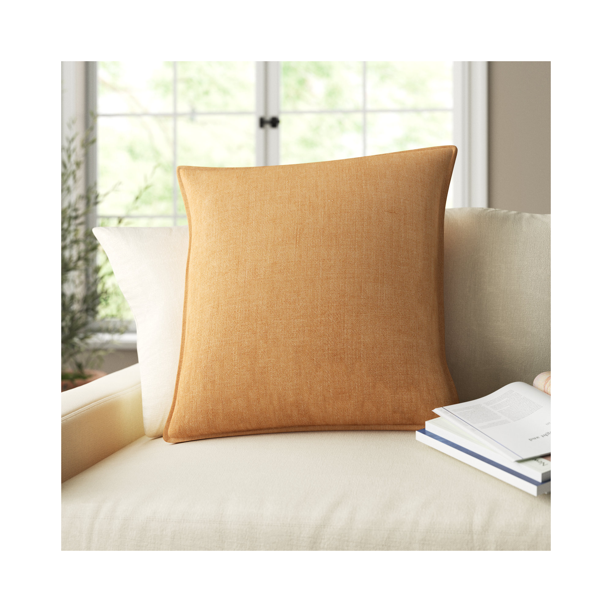 Burbank Linen Throw Pillow, Pillow Cover Only - No Insert, 20" x 20", Light Terracotta