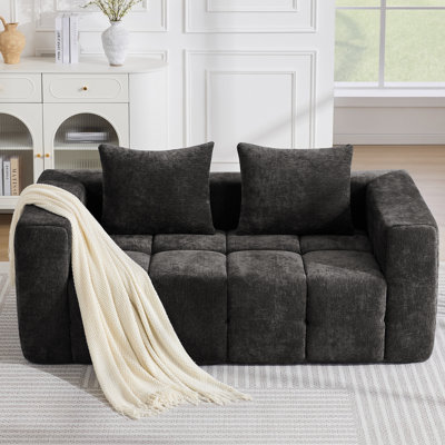 72"W Tufted 2-Seater Compression Sofa
