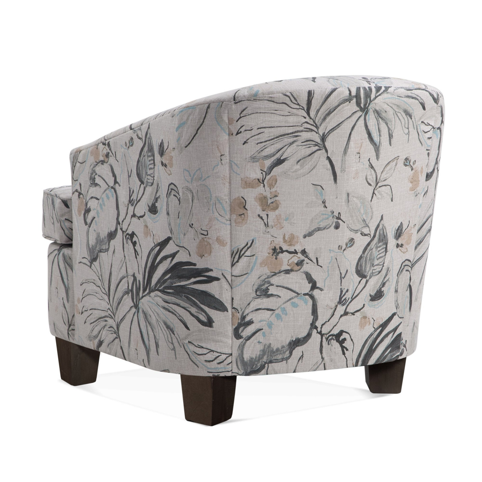 Mia Upholstered Barrel Chair, Aged Barrel, Beige/Gray Plaid