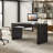 Kaybri Aranza 60”W Solid Wood Base Fluted Desk with Cable Management and Power Outlets-185868859