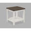 Table de salon en bois 3 pièces avec tablette de rangement ouverte, extrémité carrée rectangulaire blanche et brune