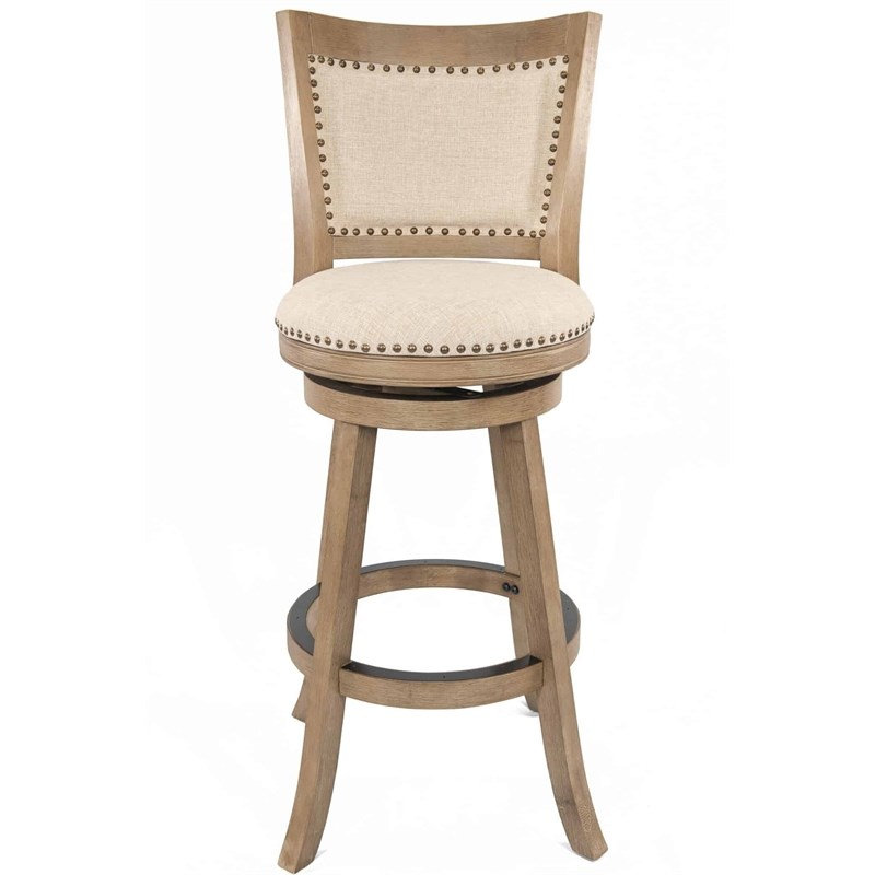 Tabouret de bar contemporain pivotant en bois de grève brossé, Driftwood, Extra Tall (44" Seat Height)