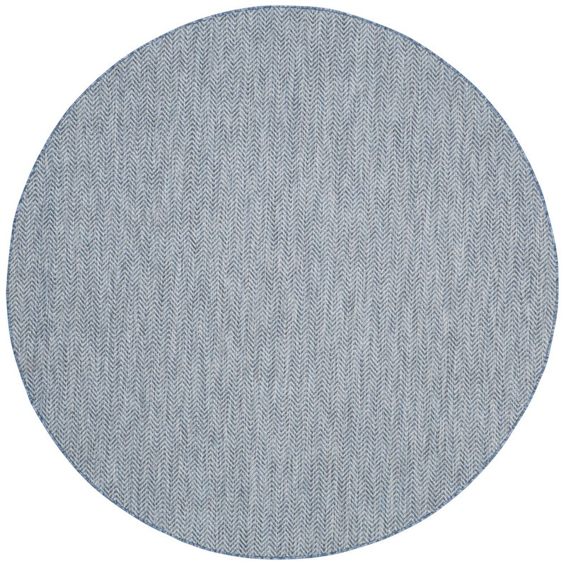 Aevry Navy/Gray Area Indoor/Outdoor Area Rug, Round 4'