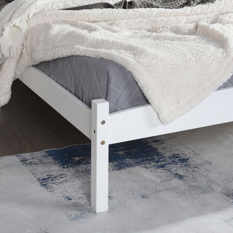 Dupuis Solid Wood Bed, White, Single (3')
