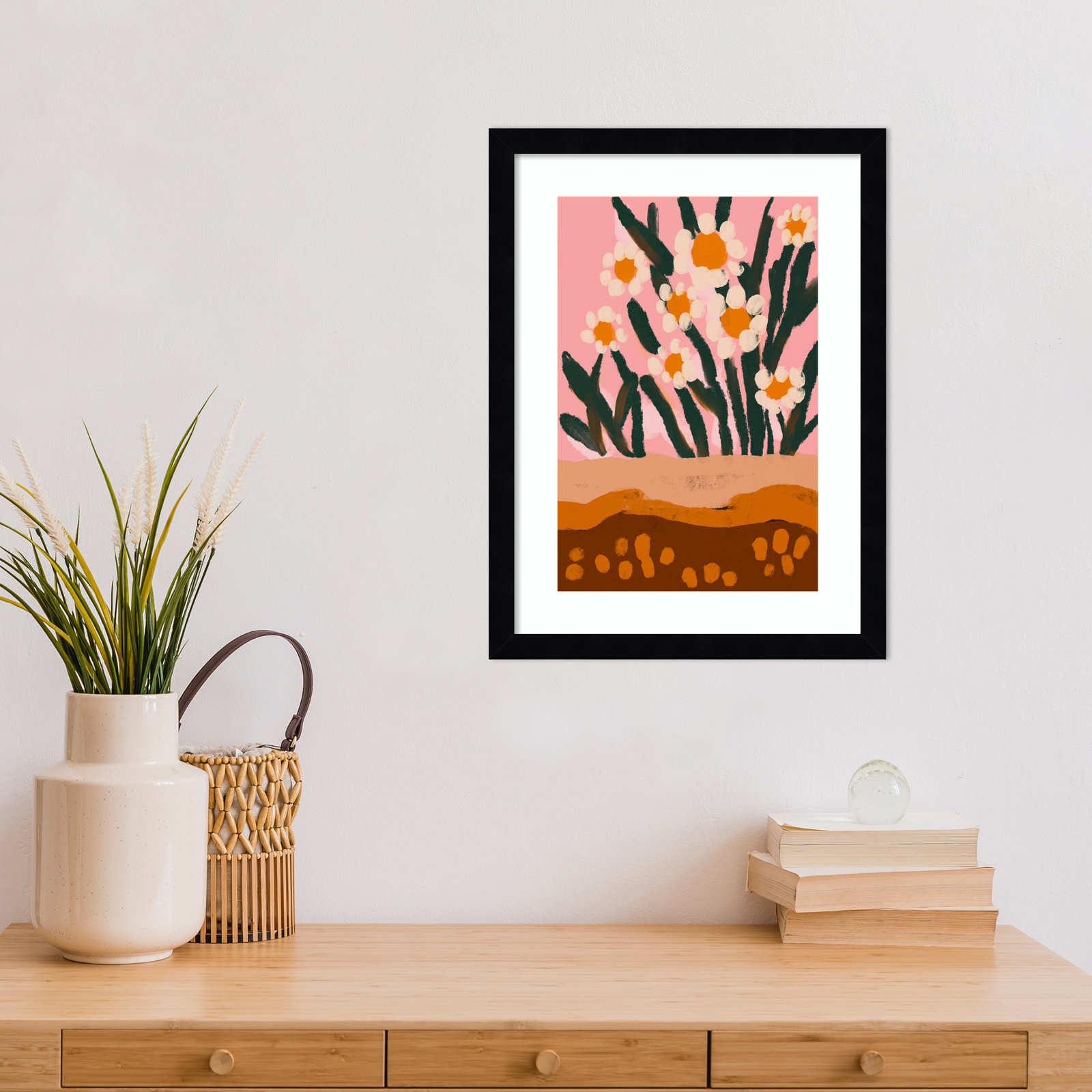 Pastel Flower Impression No 3, 17" H x 13" W, Black