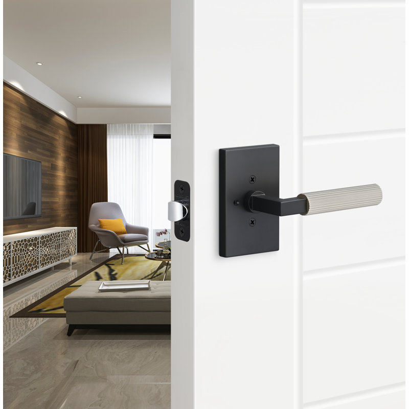 Levanto Privacy Rosette, Staight Knurled Grip, Matte Black/Satin Nickel