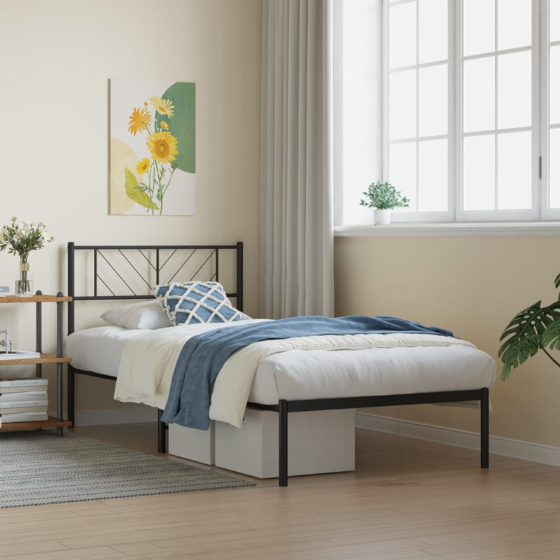 Nelvie Metal Bed, Black, Small Double (4')