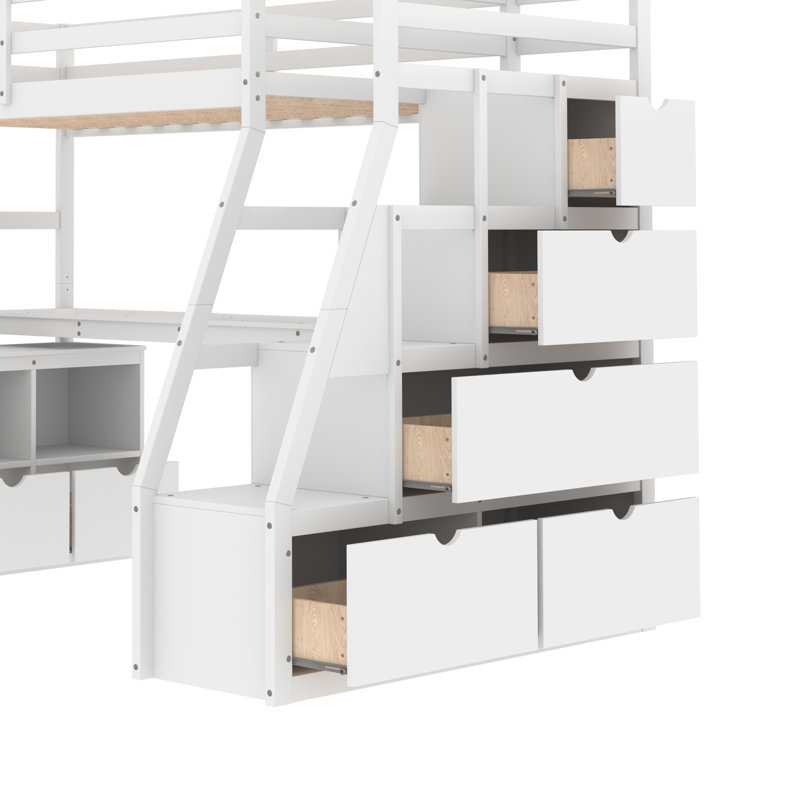 Lit mezzanine simple avec tiroirs Graettter, Blanc