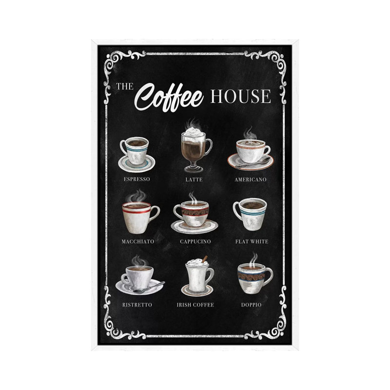 The Coffee House by Conrad Knutsen - Print on Canvas, 101.6cm H x 66.04cm W x 3.81cm D, White Framed