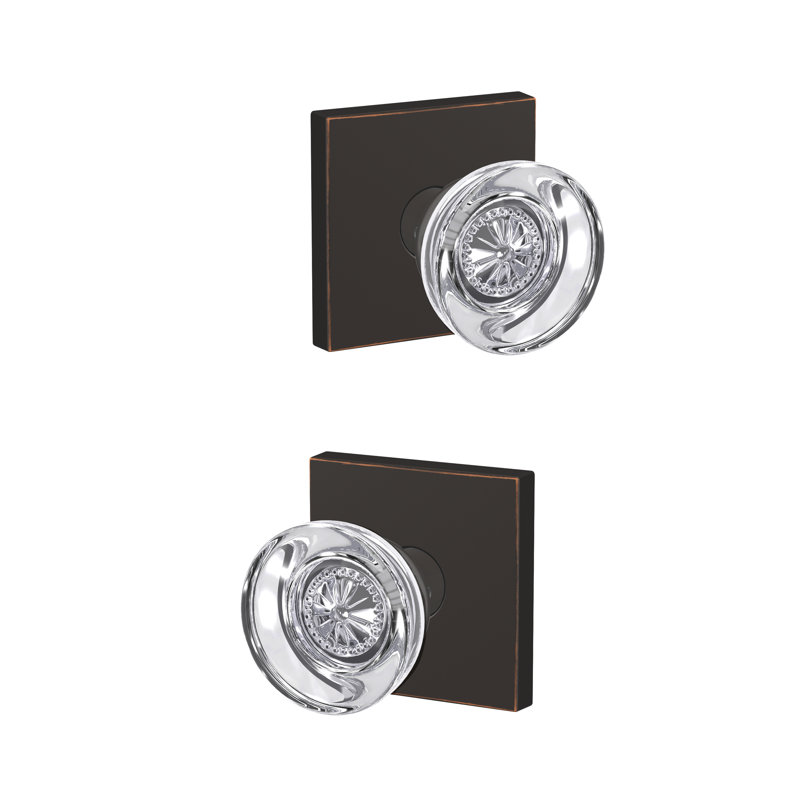 Custom Hobson Hall-Closet and Bed-Bath Glass Knob with Collins Trim, Aged Bronze