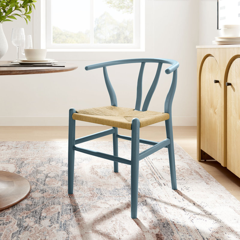 Chaise d'appoint de salle à manger en bois 32 po Amish, Bleu port, Gris clair
