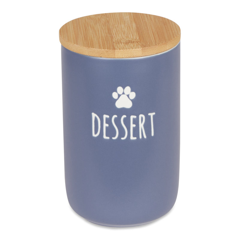Dessert en céramique terre cuite 4,5 pte Pot à friandises pour animaux, Bleu français