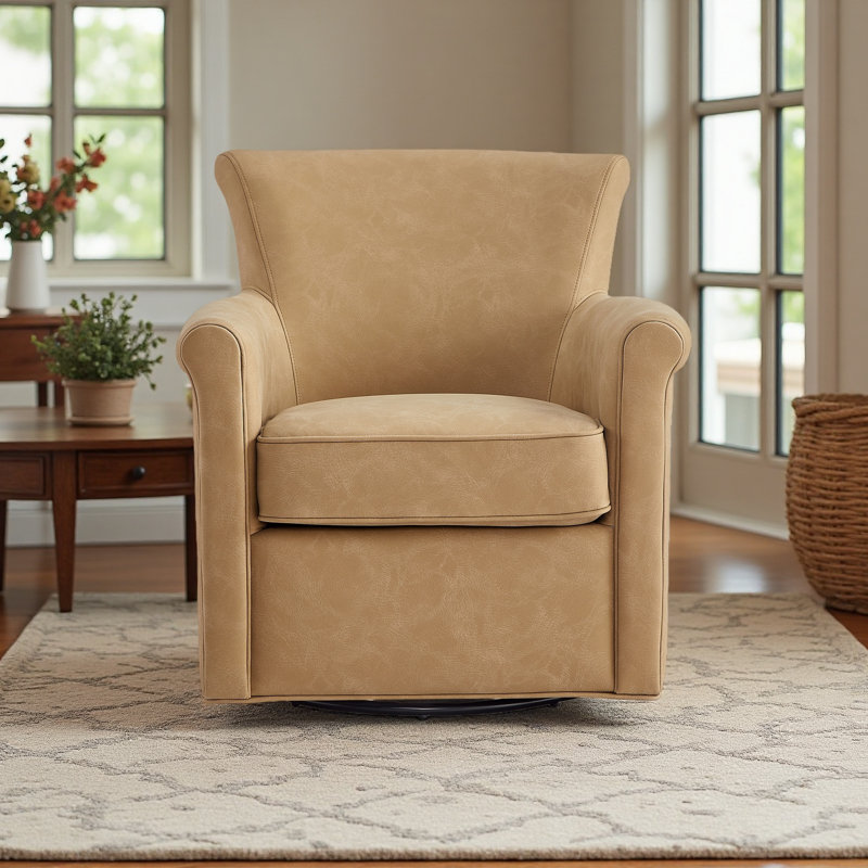 Fauteuil d'appoint pivotant en similicuir, Marron clair