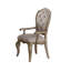 Ensemble de deux fauteuils de salle à manger capitonnés beige et taupe en tissu et bois massif