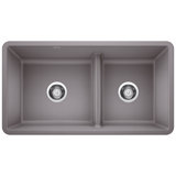 Precis SILGRANIT 33" L x 18" W Double Bowl Undermount Kitchen Sink with Low Divide