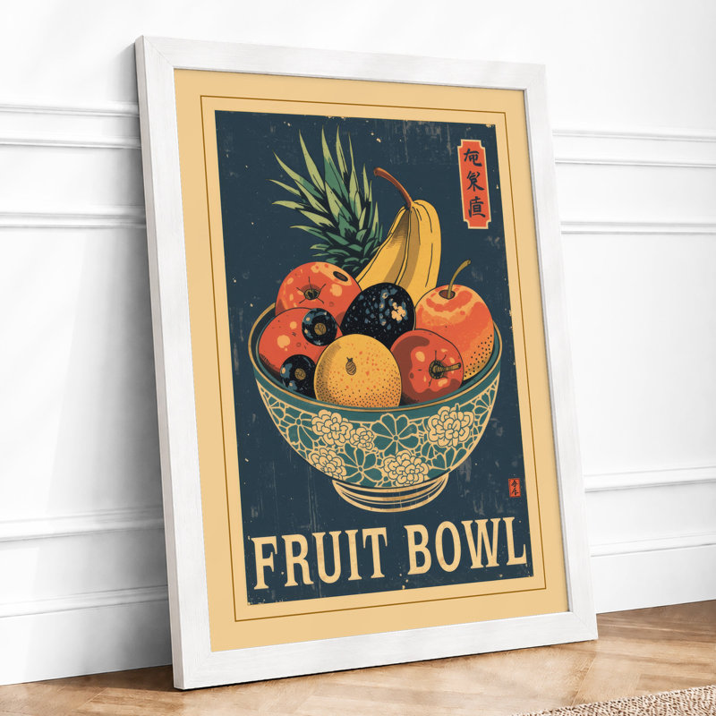 Fruit Bowl, Art Deco - Framed Print, A4 - 29.7 x 21.0 cm, White