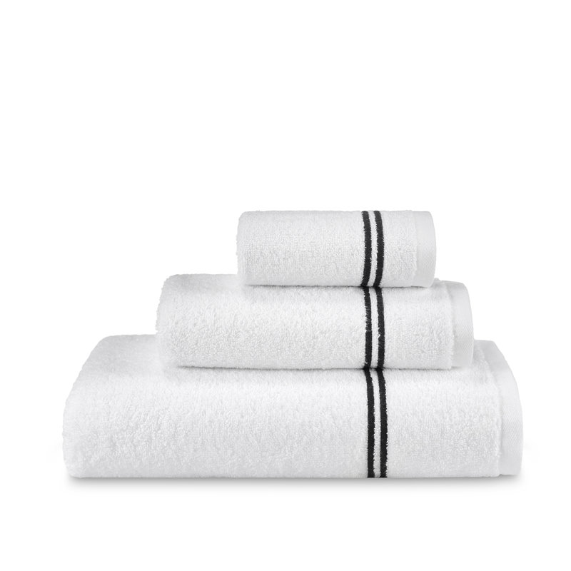 Ensemble de serviettes 3 pièces en coton Glendell, Blanc / noir