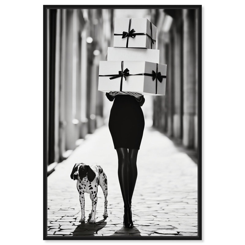 «City Dalmatian II» par Art Remedy, Noir, H 16 po x l 11 po, Cadre flottant