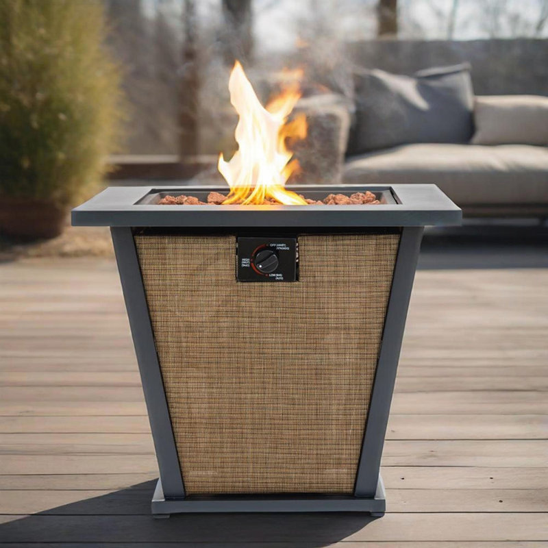 Foyer de table au propane, chauffe-terrasse carré en acier 50 000 BTU pour terrasse et jardin extérieurs