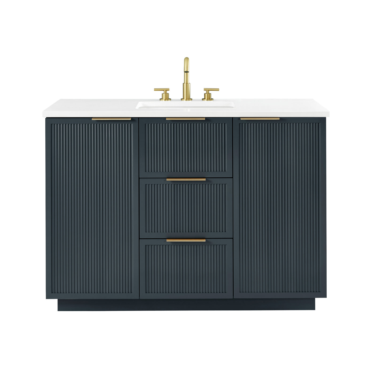 Aderyn 48" Single Vanity, Vintage Blue/Brushed Bronze