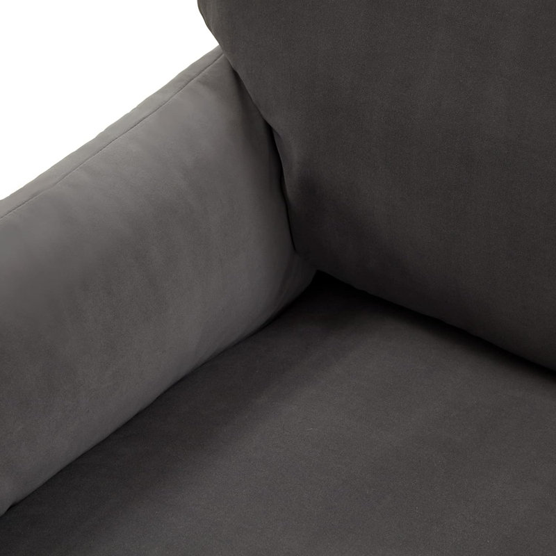Azarious Velvet Barrel Chair, Dark Gray Velvet