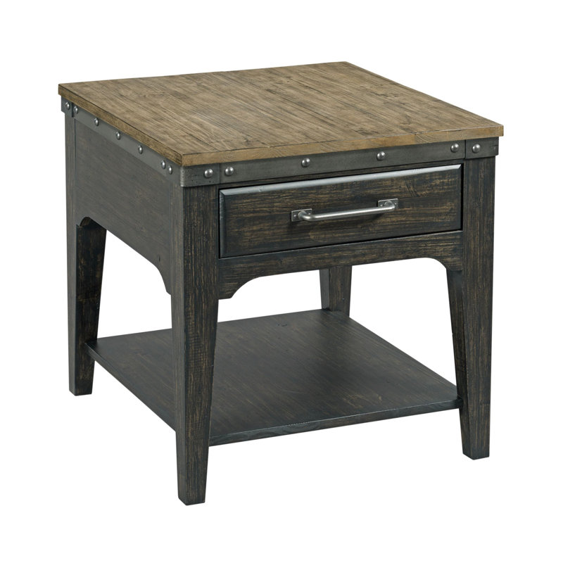 Caliya Solid Wood End Table with Storage