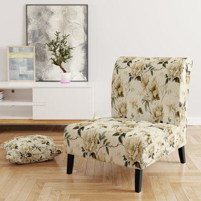 Rustic Victorian Brocade Victorian Pattern - Upholstered Floral Accent Chair Cottage Side Chair