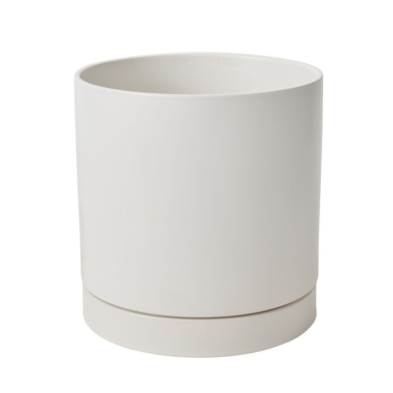 Pot de fleurs en céramique Carlotta, Blanc, H 12 po x l 12 po x P 12 po