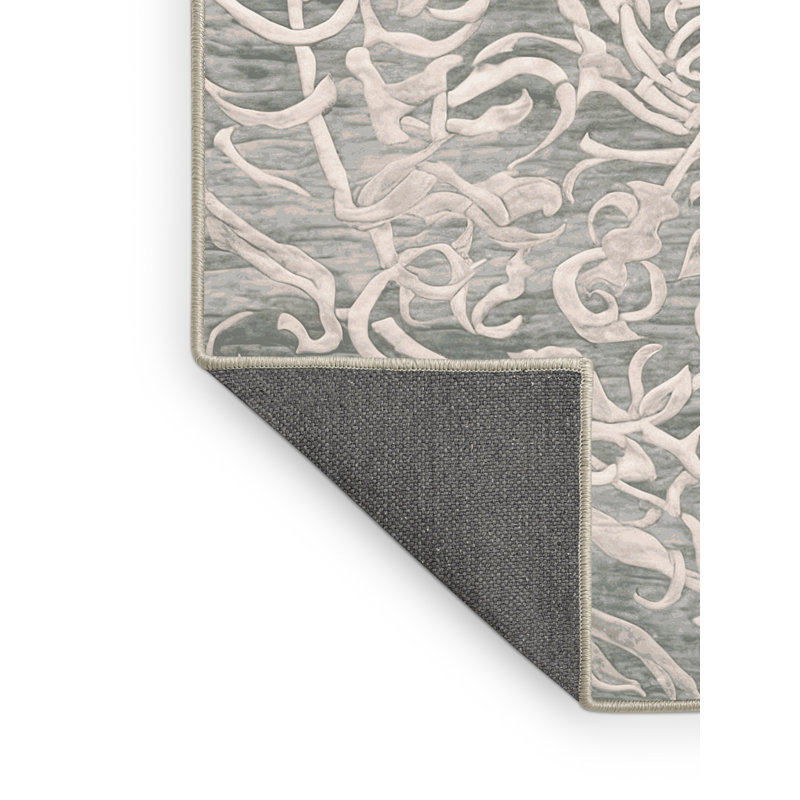 Tapis beige soyeux et moelleux, Rond 6 pi