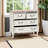 Lippa White & Oak Finish Brass Pull 4-Drawer Accent Storage Cabinet, 29.32" H X 31.1" W X 13.38" D