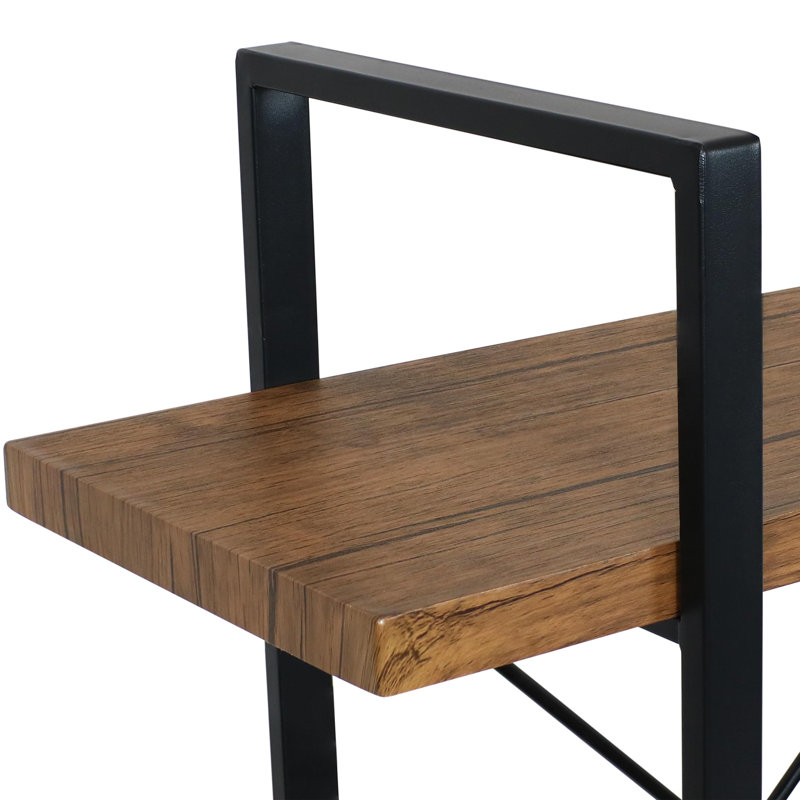 Bibliothèque industrielle à 5 niveaux, tablette ouverte à structure en métal avec dossier en X, tablettes de rangement de 71 po de hauteur pour le salon, le bureau personnel, brun rustique et noir