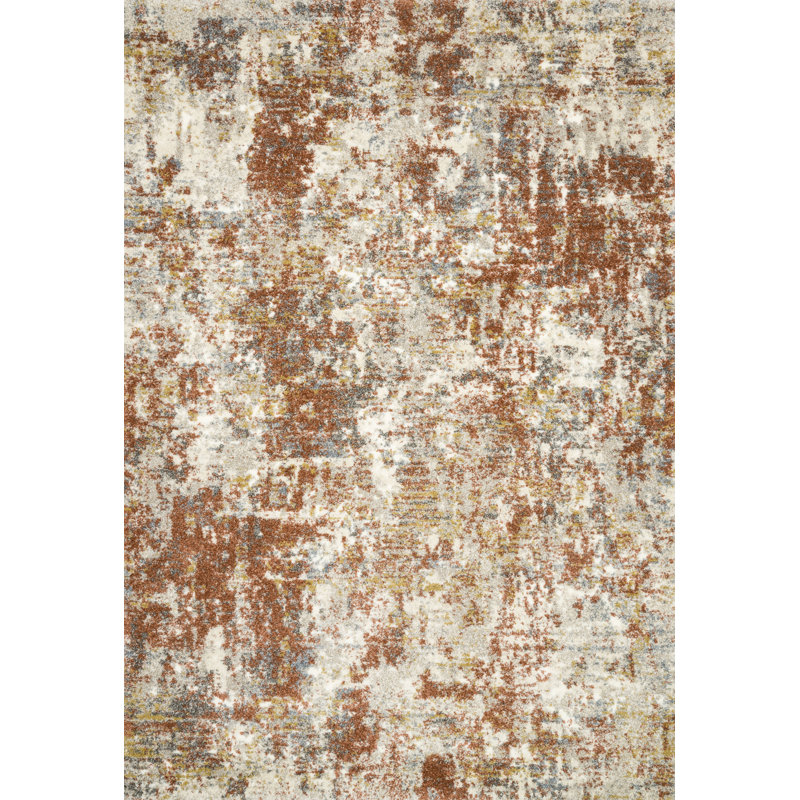 Tapis abstrait orange / brun Gilchrist, Rectangle 5 pi 3 po x 7 pi 7 po