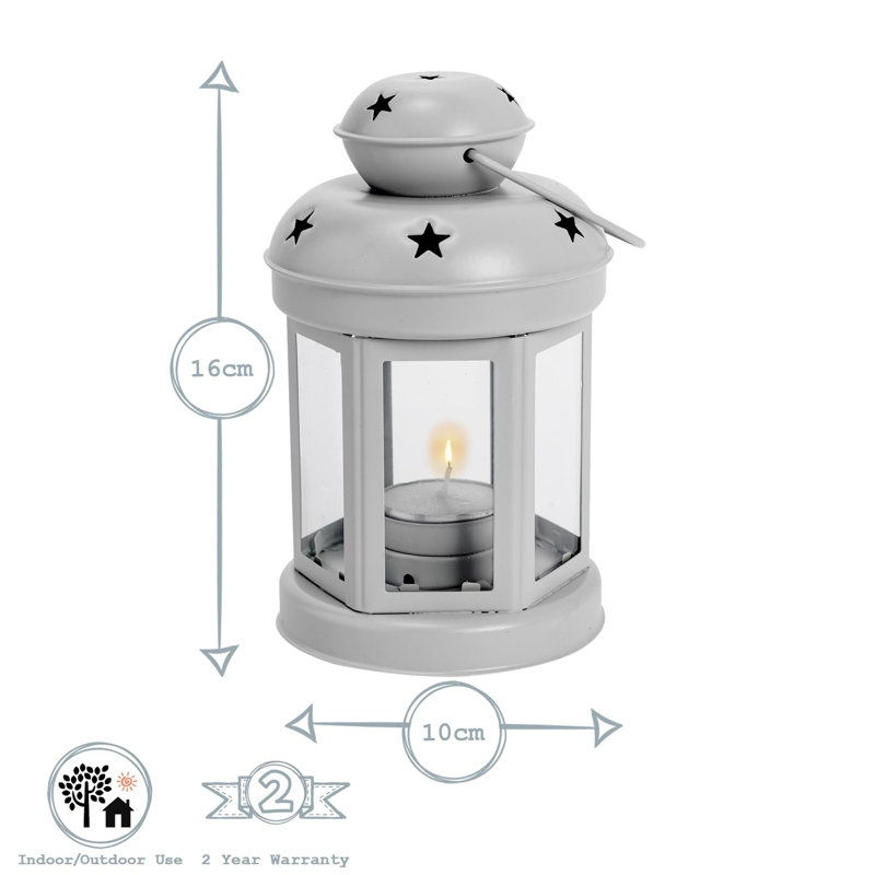 Nicola Spring - Metal Hanging Tealight Lanterns, Cream, 1, 16" H x 10" W x 10" D