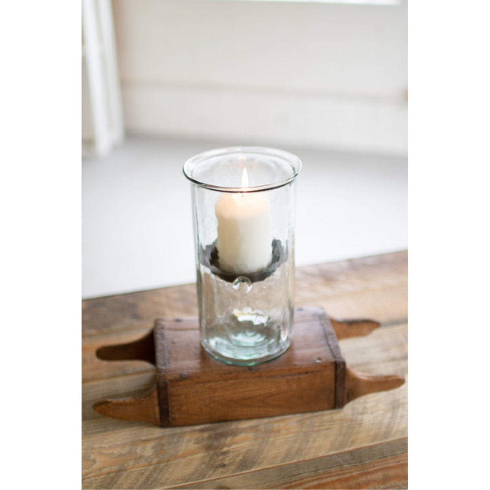 Sakie Glass Hurricane Candle Holder, 10" H x 6" W x 6" D
