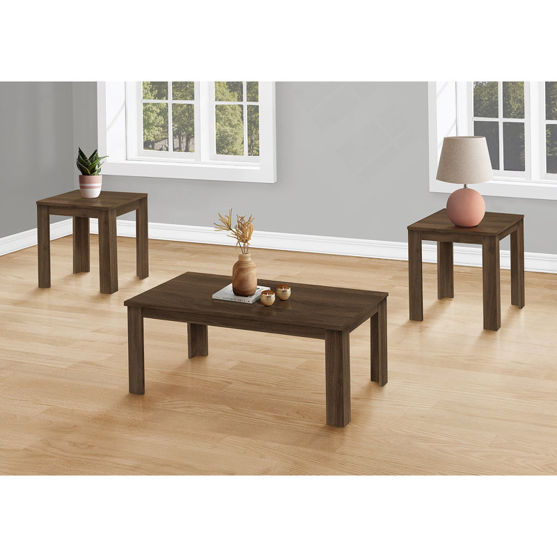 Ensemble de table, ensemble de 3 pièces, café, bout, côté, décor, salon, stratifié noyer, transitionnel, Noyer