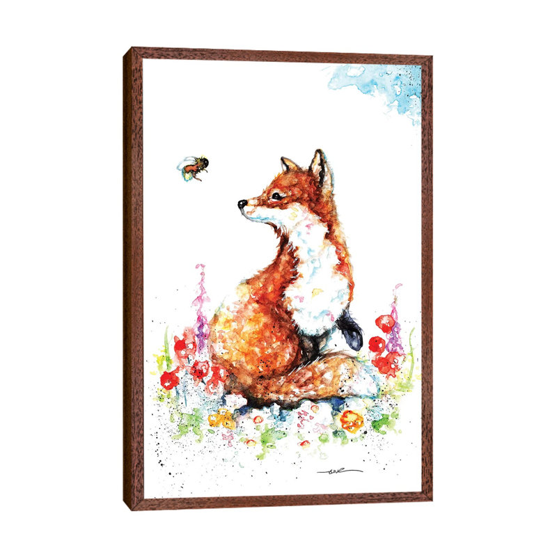 Summer Fox by BebesArts - Painting on Canvas, Classic Brown Wood Framed, 101.6 cm H x 66.04 cm W